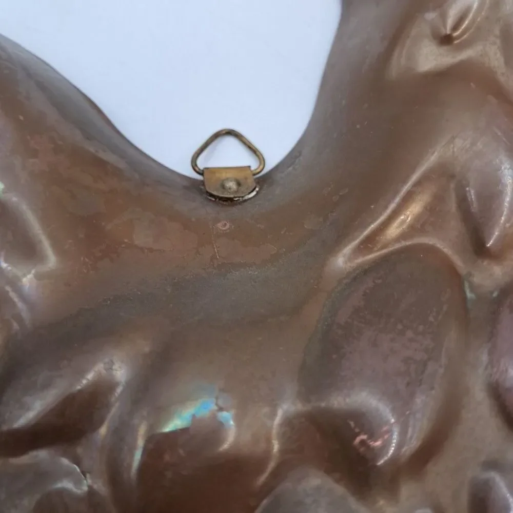 Copper Patina Rooster Chicken Wall Hanging Art Kitchen Mold Pan Farmhouse Decor